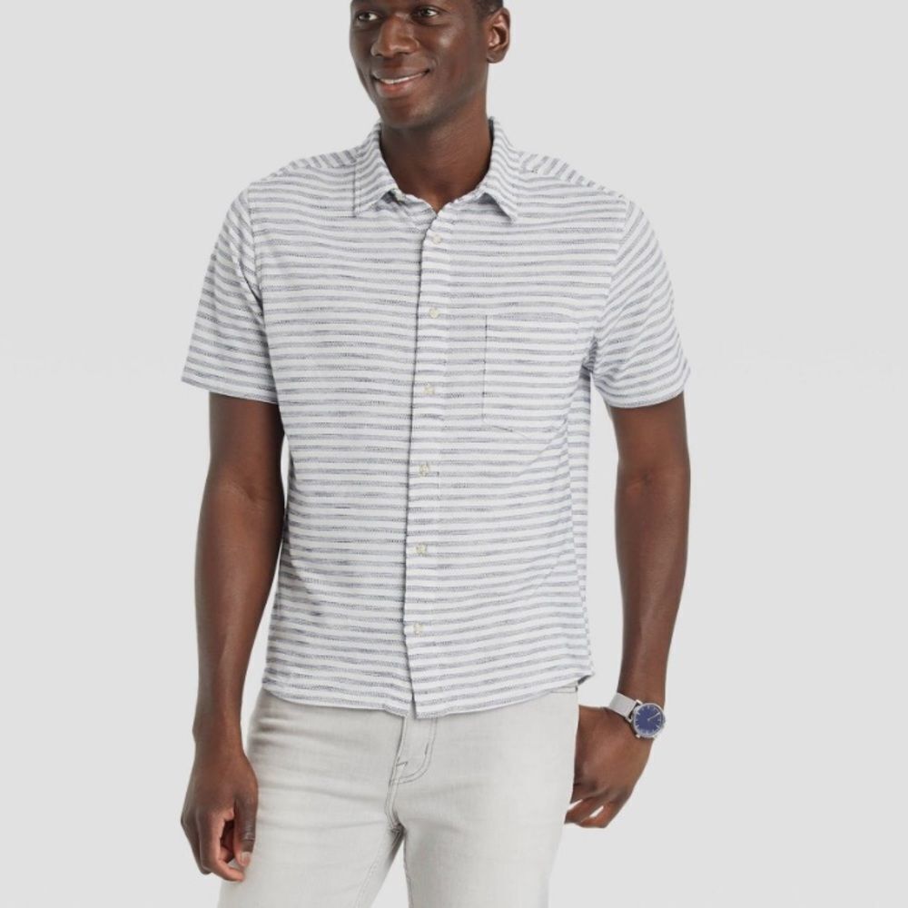 Goodfellow & Co Mens Striped Short Sleeve Button Down Shirt XL Nwot